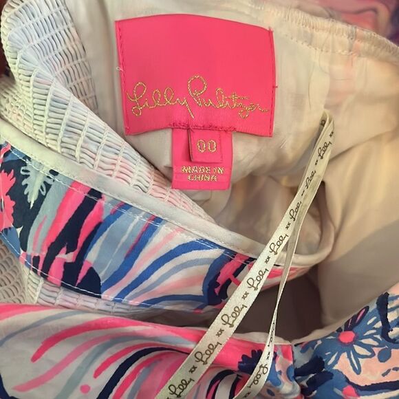 Lilly Pulitzer Keisha Prosecco Pink Make A Splash Puff Sleeve Stretch Dress - Picture 7 of 7